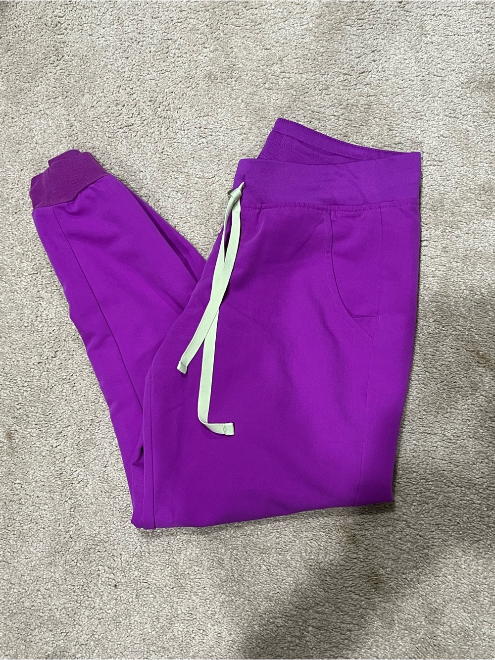 Figs Women’s Purple Zamora Joggers with yellow drawstring